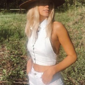 Collared Button Front Halter Top